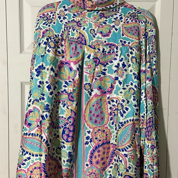 Haute Hippie print colorful button down shirt 3x - Picture 5 of 10